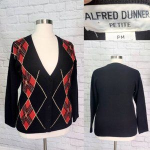 1990s Sweater Large Argyle Plaid Ugly Christmas Red Green Gold Lurex